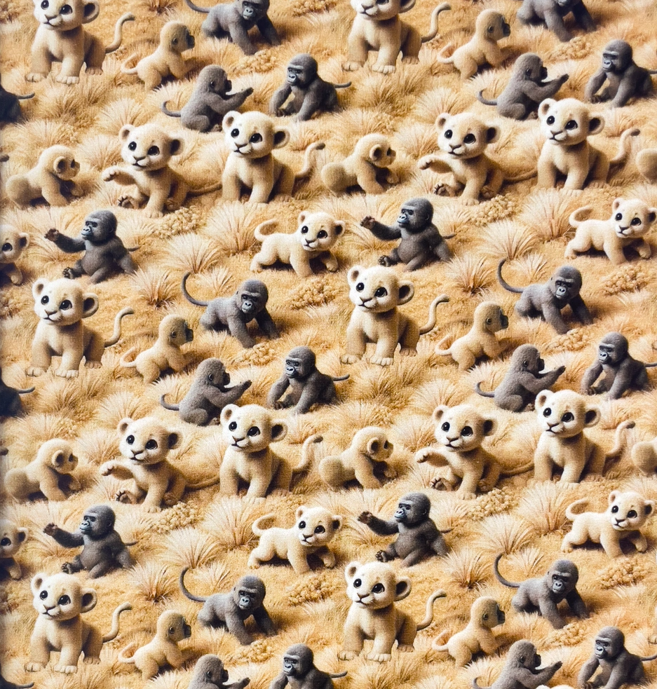 Lions and ape Pale - Trikåtyg