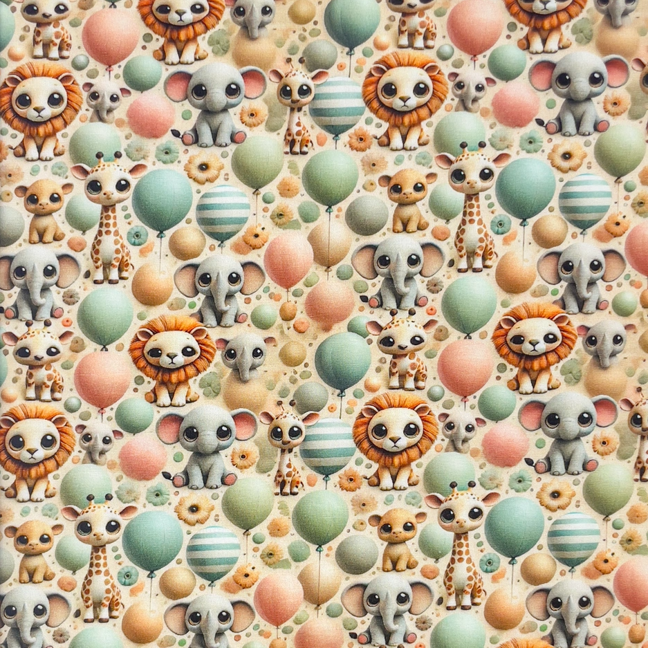 Furry Friends And Ballons - Trikåtyg