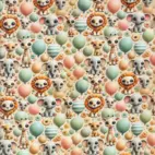 Furry Friends And Ballons - Trikåtyg