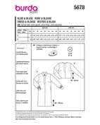 Burda 5678 - Dam - Klänning & Skjorta 34-36.