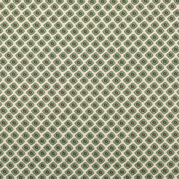 flower pale green - Seersucker