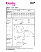 Burda 5687 - Dam -  Damblusar Med Puffärmar.