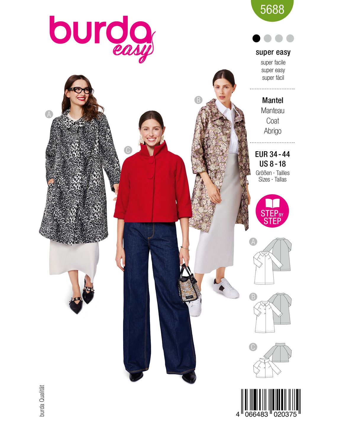 Burda 5688 - Dam -  Damkappor I Retrolook.