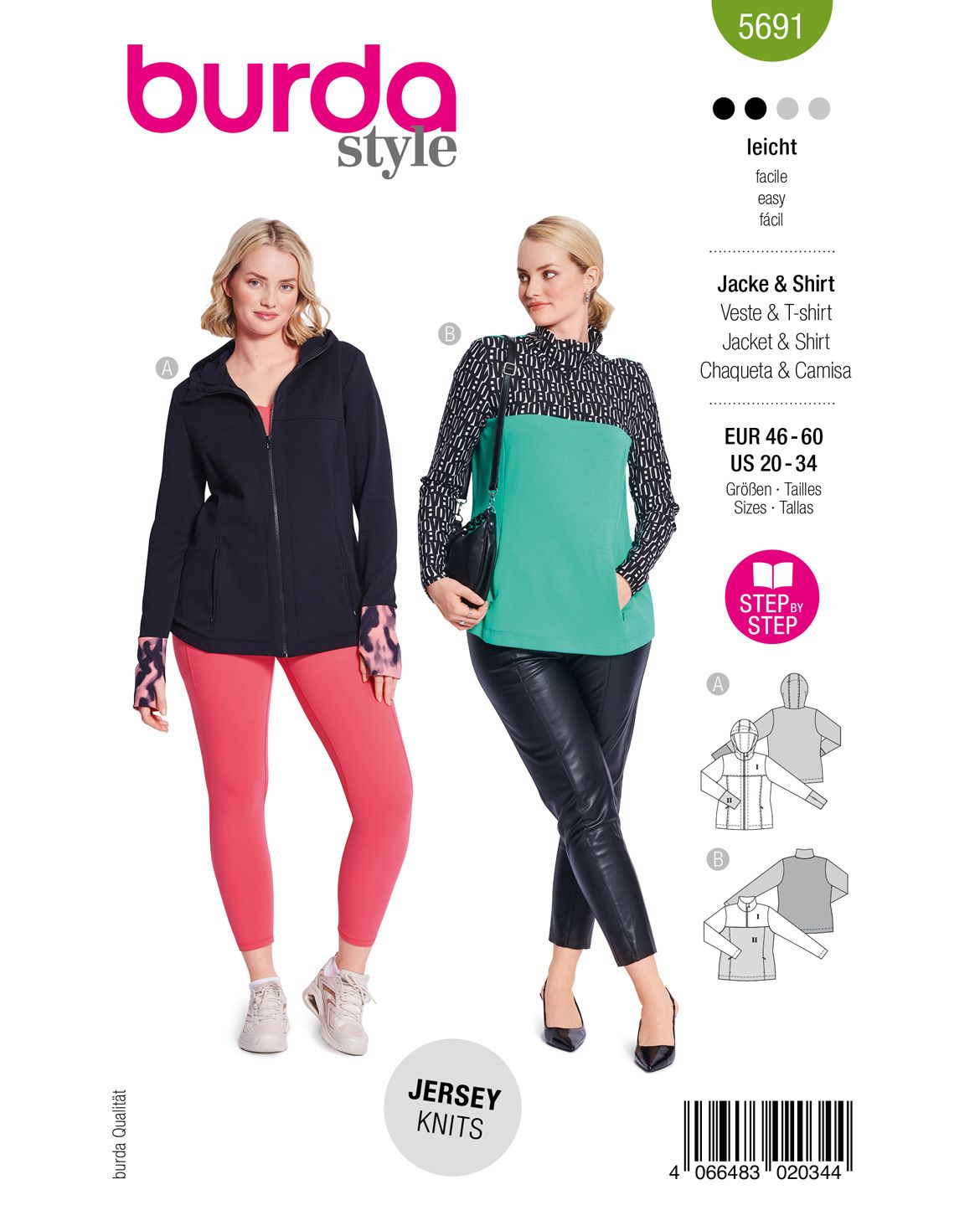 Burda 5691 - Dam -  Sportkläder Med Fickor.