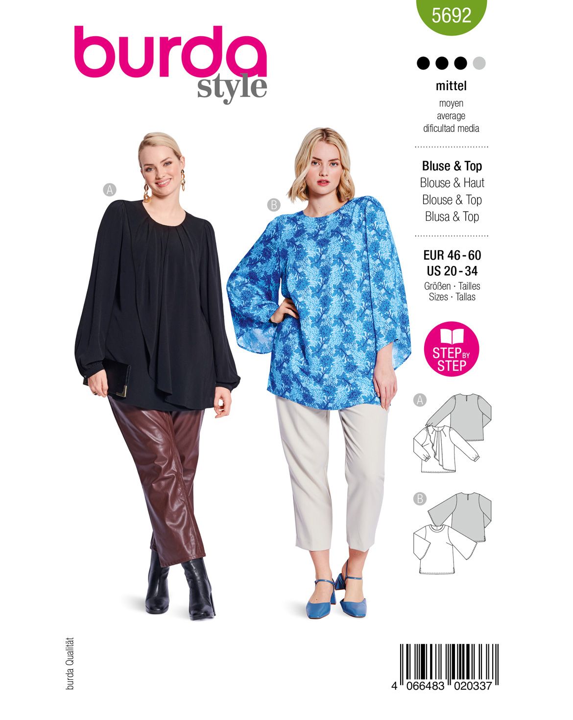 Burda 5692 - Dam -  Eleganta Damblusar.