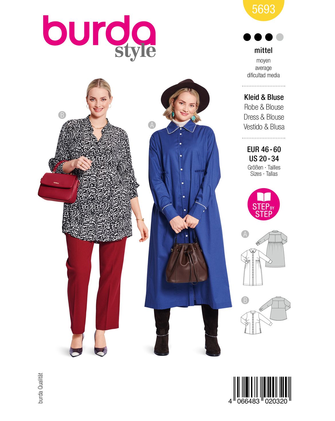 Burda 5693 - Dam -  Tunika & Blus.