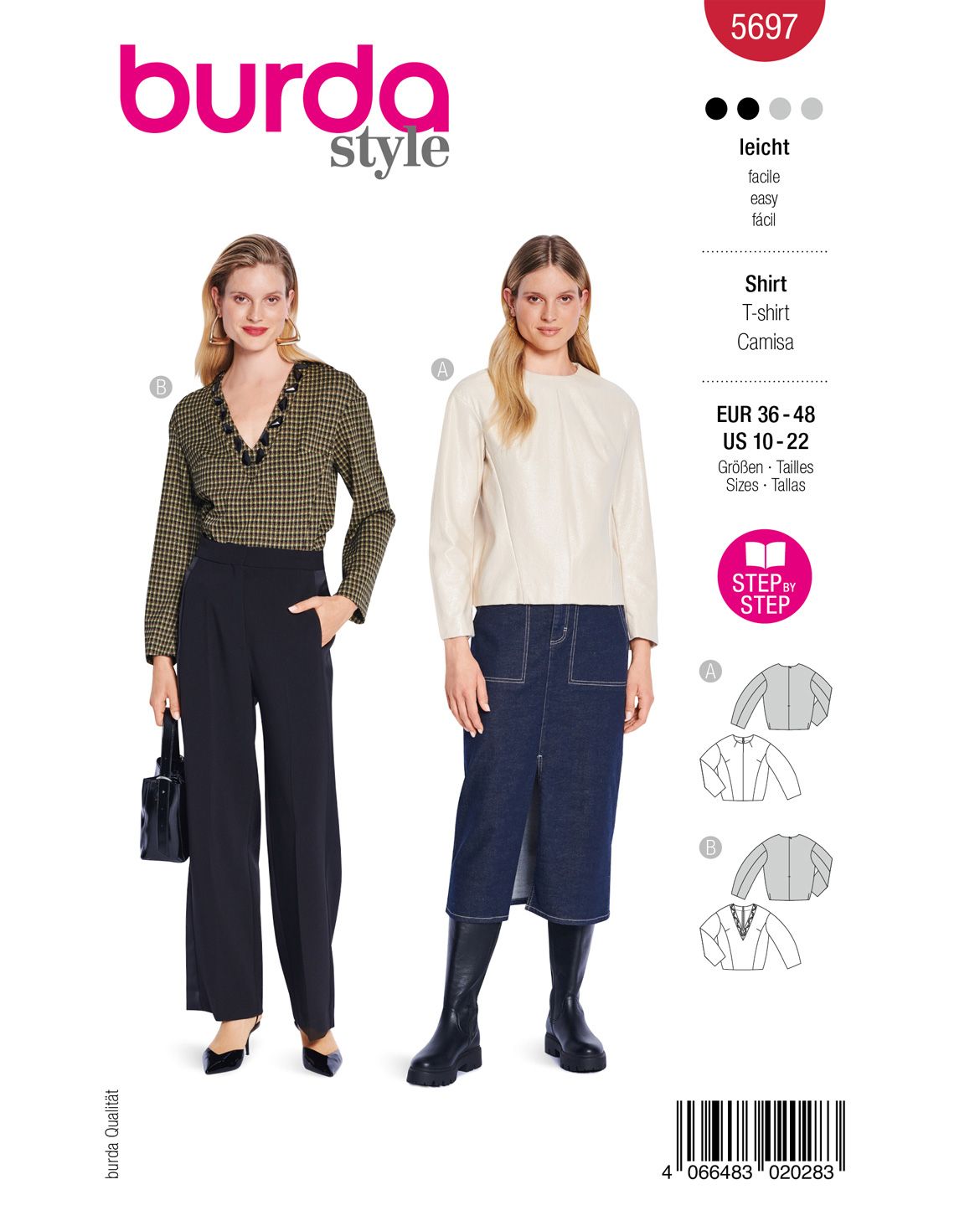 Burda 5697 - Dam -  Långärmade Skjortor.