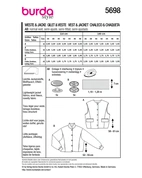 Burda 5698 - Dam -  Damvästar Med Knappar.