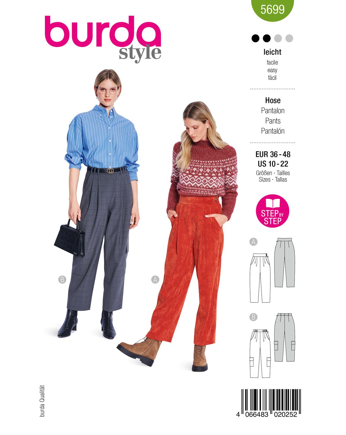 Burda 5699 - Dam -  Byxor Med Fickor.