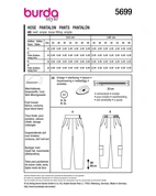 Burda 5699 - Dam -  Byxor Med Fickor.