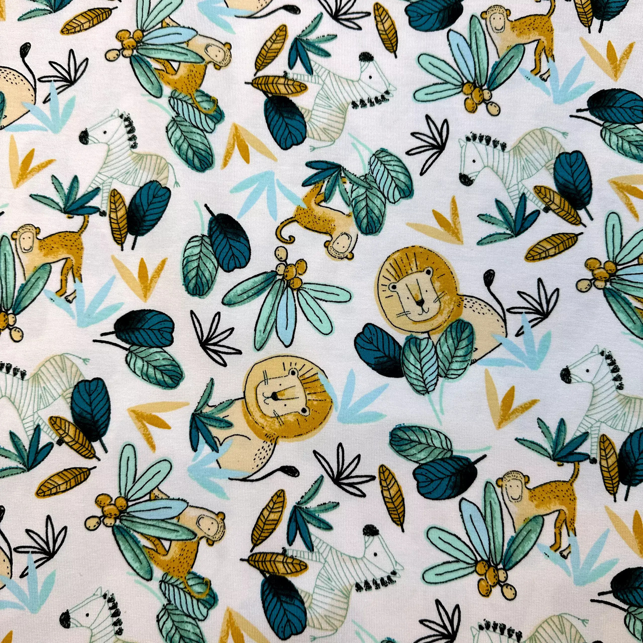 Lion, petrol - Jersey fabric