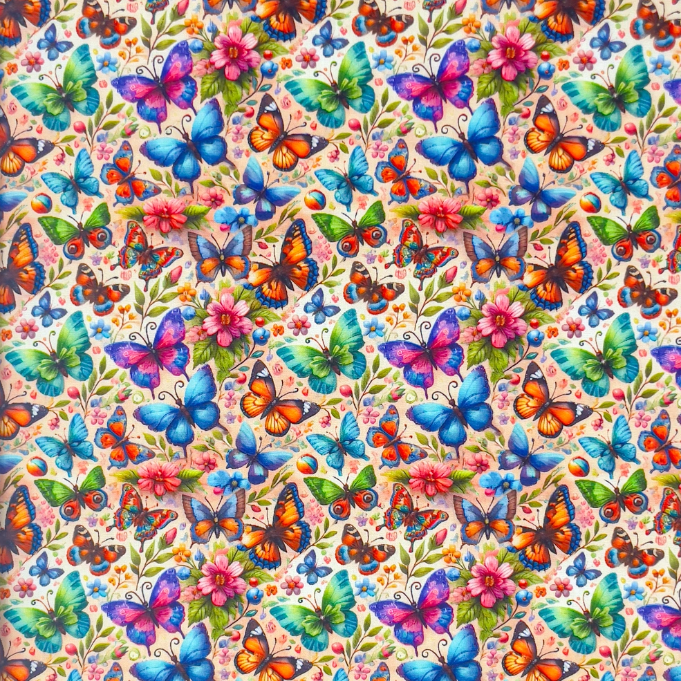 Fun Butterflies - bomullspoplin