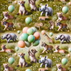 Jungle Friends Ballons - bomullspoplin
