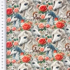 Horses And More, Roses - bomullspoplin