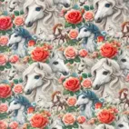 Horses And More, Roses - bomullspoplin