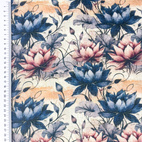 Dreamy Flowers, Beige - Digitally printed Muslin fabric