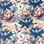 Dreamy Flowers, Beige - Digitally printed Muslin fabric