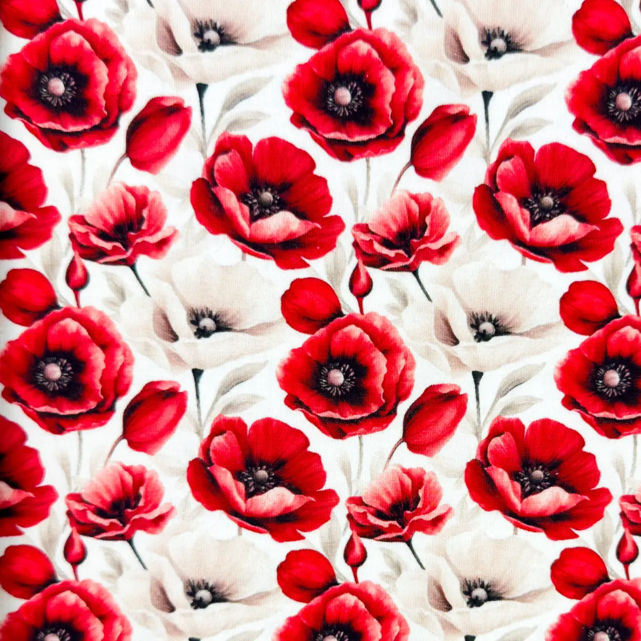 Botanical, Red - Trikåtyg