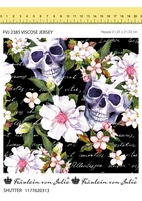 Skull Flower Dark - Trikåtyg