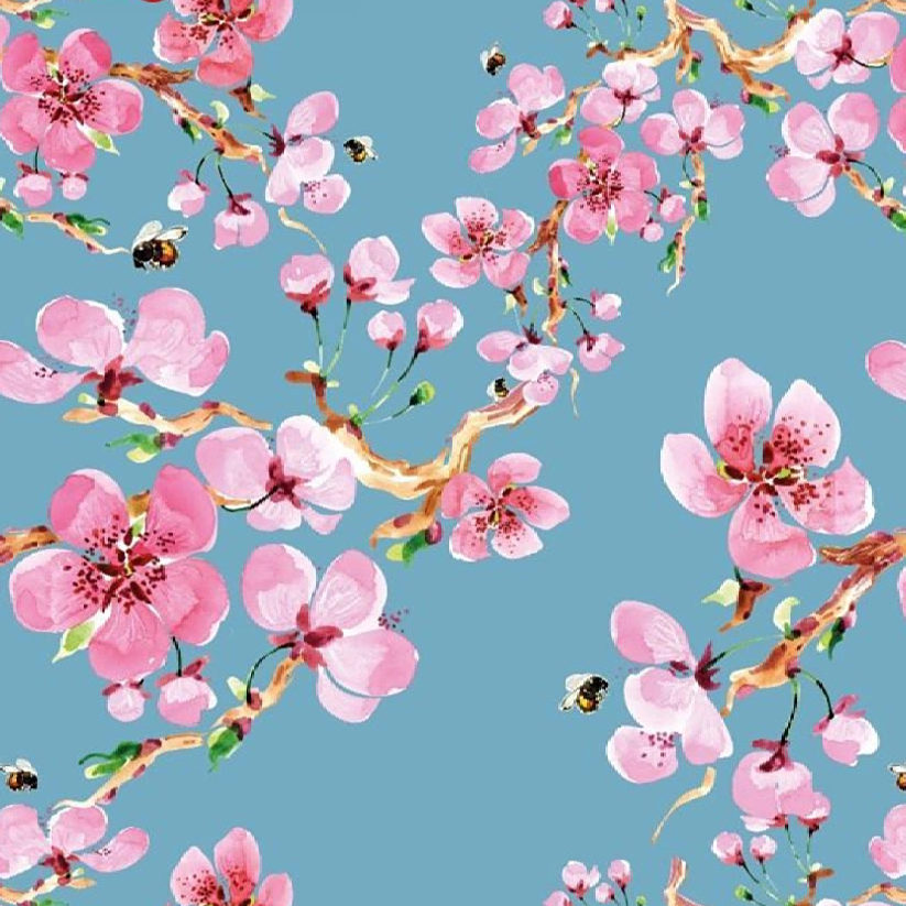 Körsbärs blom - Crepad viscose jersey