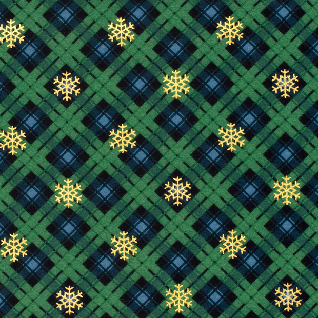 SnowFlakes, Green - Flanell