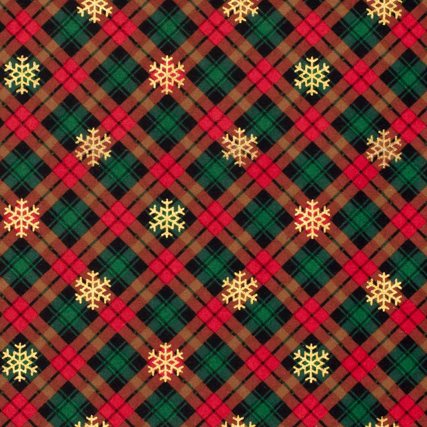 SnowFlakes, Red - Flanell