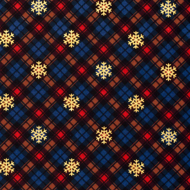 SnowFlakes, Navy - Flanell