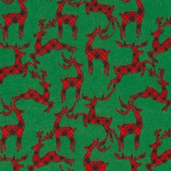 Deer, Green - Flanell