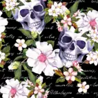 Skull Flower Dark - Trikåtyg