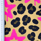 Leopard With Neon Stars, Fuchsia - Trikåtyg