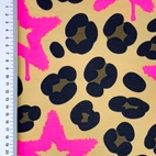 Leopard With Neon Stars, Fuchsia - Trikåtyg