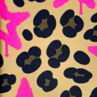 Leopard With Neon Stars, Fuchsia - Trikåtyg
