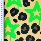 Leopard With Neon Stars, Neon Green - Trikåtyg