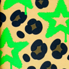 Leopard With Neon Stars, Neon Green - Trikåtyg