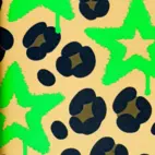 Leopard With Neon Stars, Neon Green - Trikåtyg