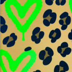 Leopard With Neon Hearts, Neon Green - Trikåtyg
