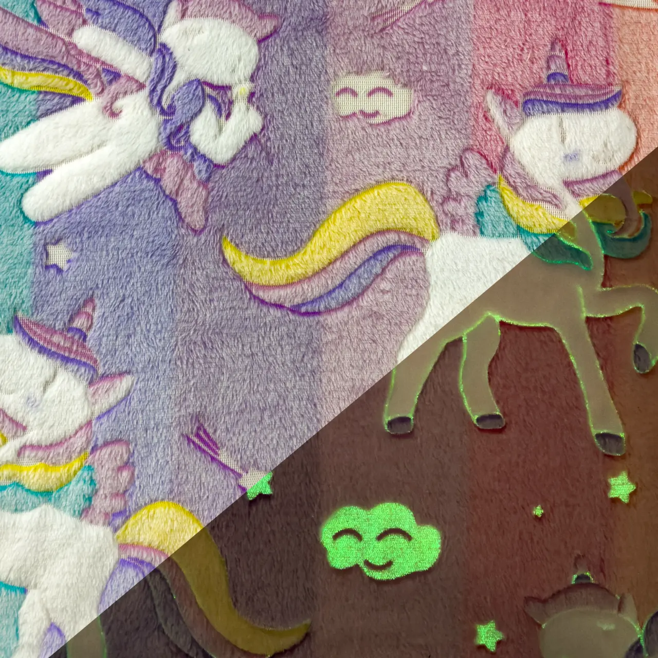 Enhörning - Fleece Glow in the dark.