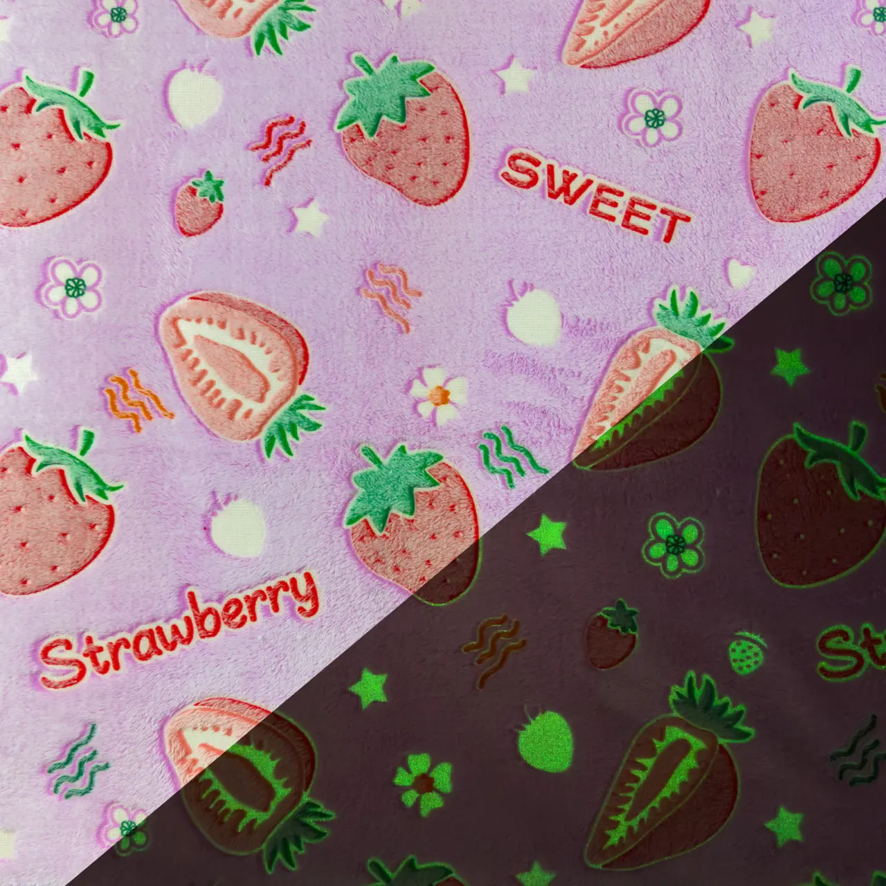 Sweet Strawberrys - Fleece Glow in the dark.