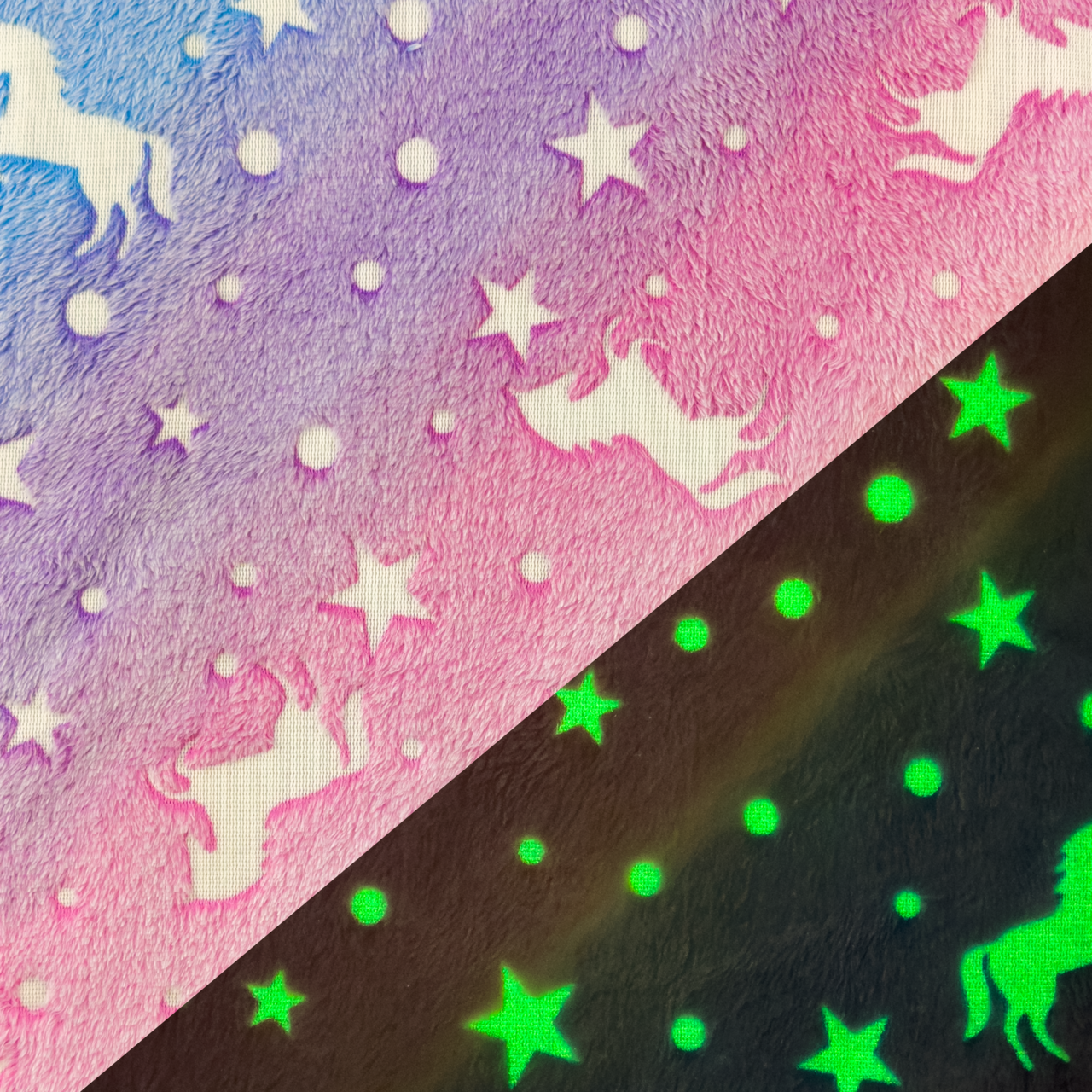 Hästar Med Prickar - Fleece Glow in the dark.