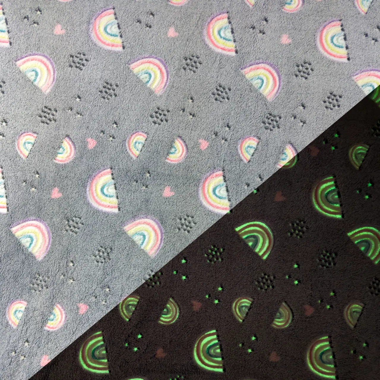 Mini Rainbow - Fleece Glow in the dark.
