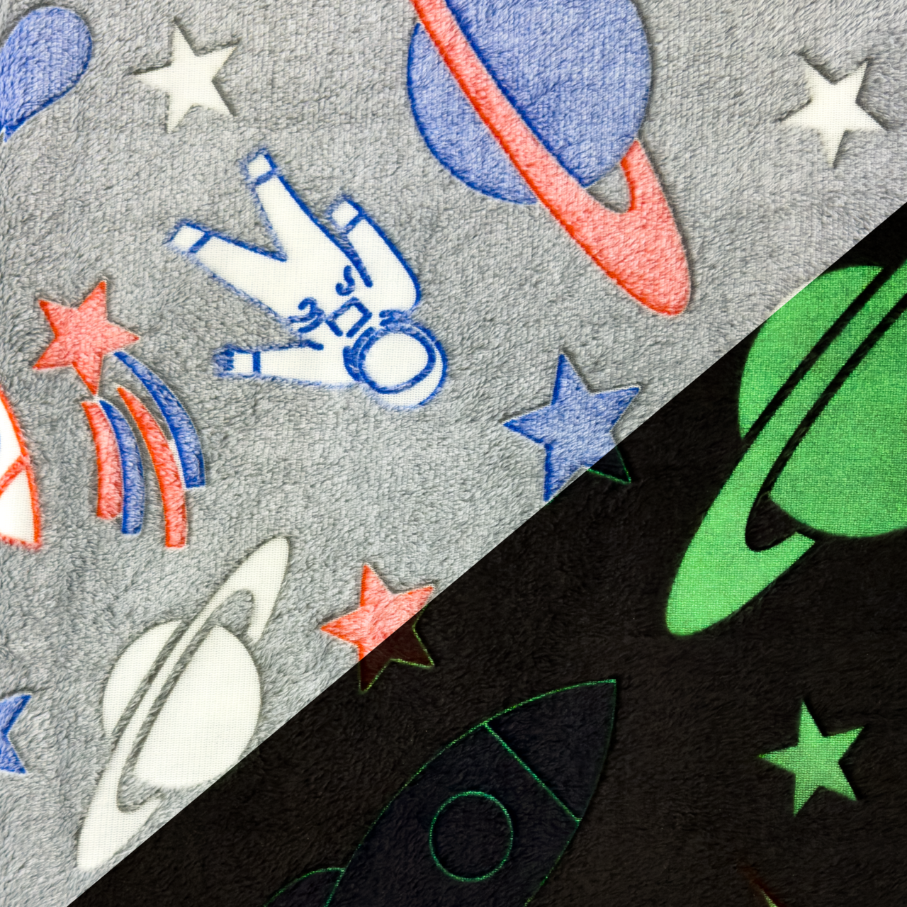 Space - Fleece Glow in the dark.