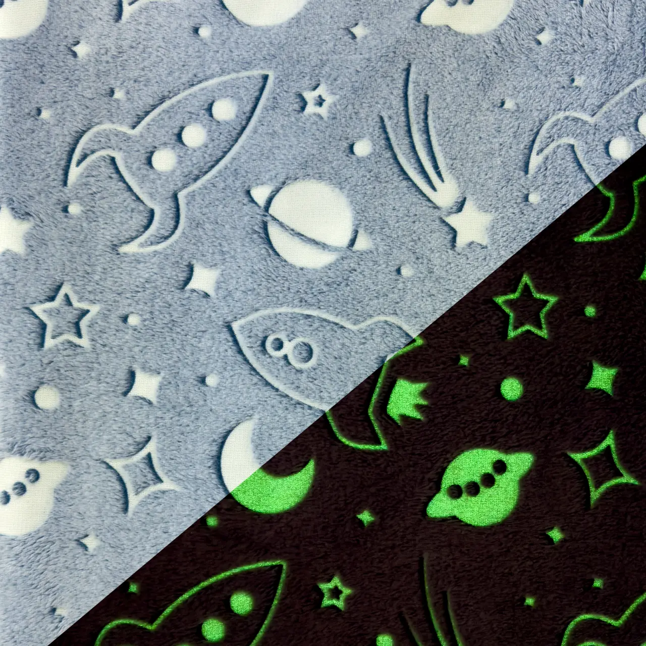 Spaceships - Fleece Glow in the dark.