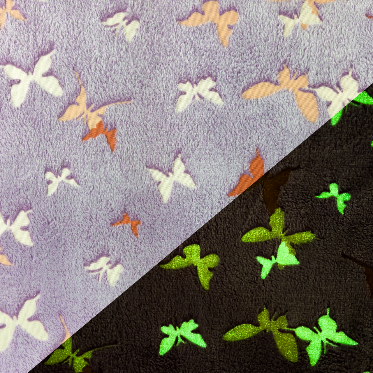 Fjärilar - Fleece Glow in the dark.