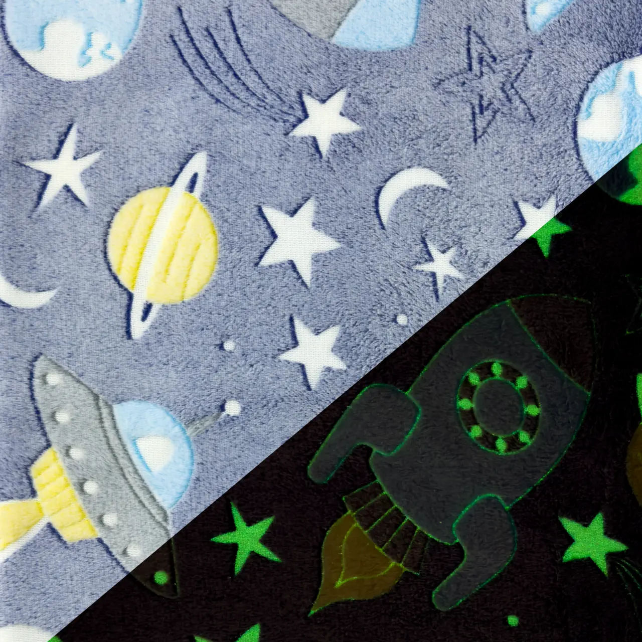 Star Space - Fleece Glow in the dark.