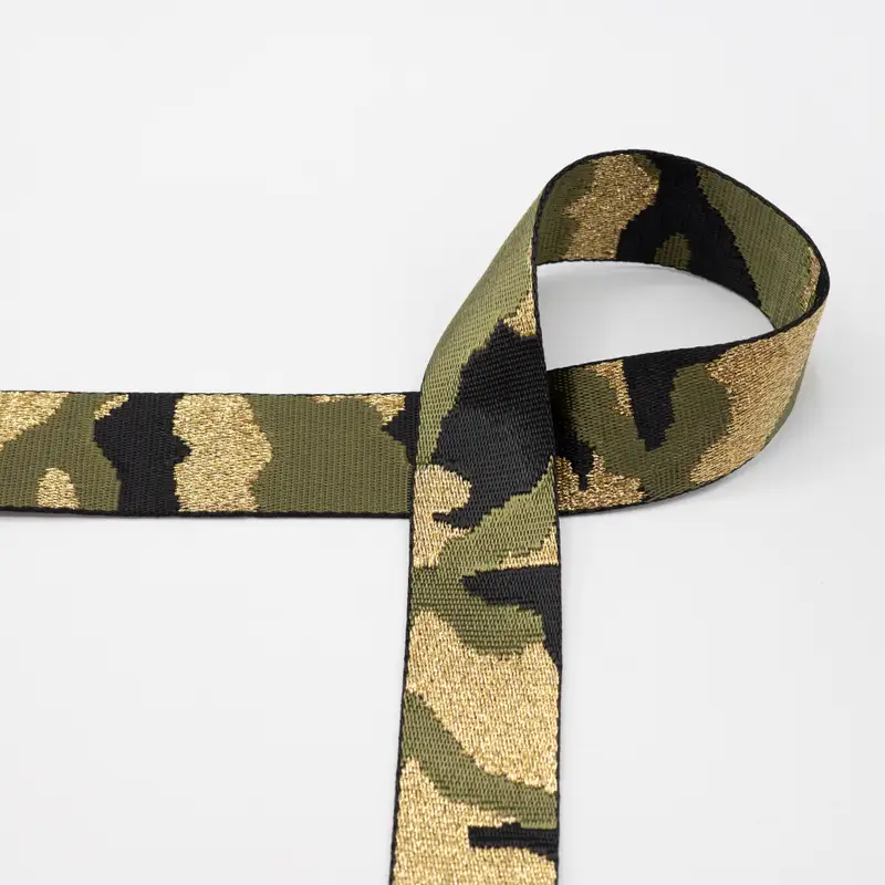 Camo, gold -  väskband, 38mm