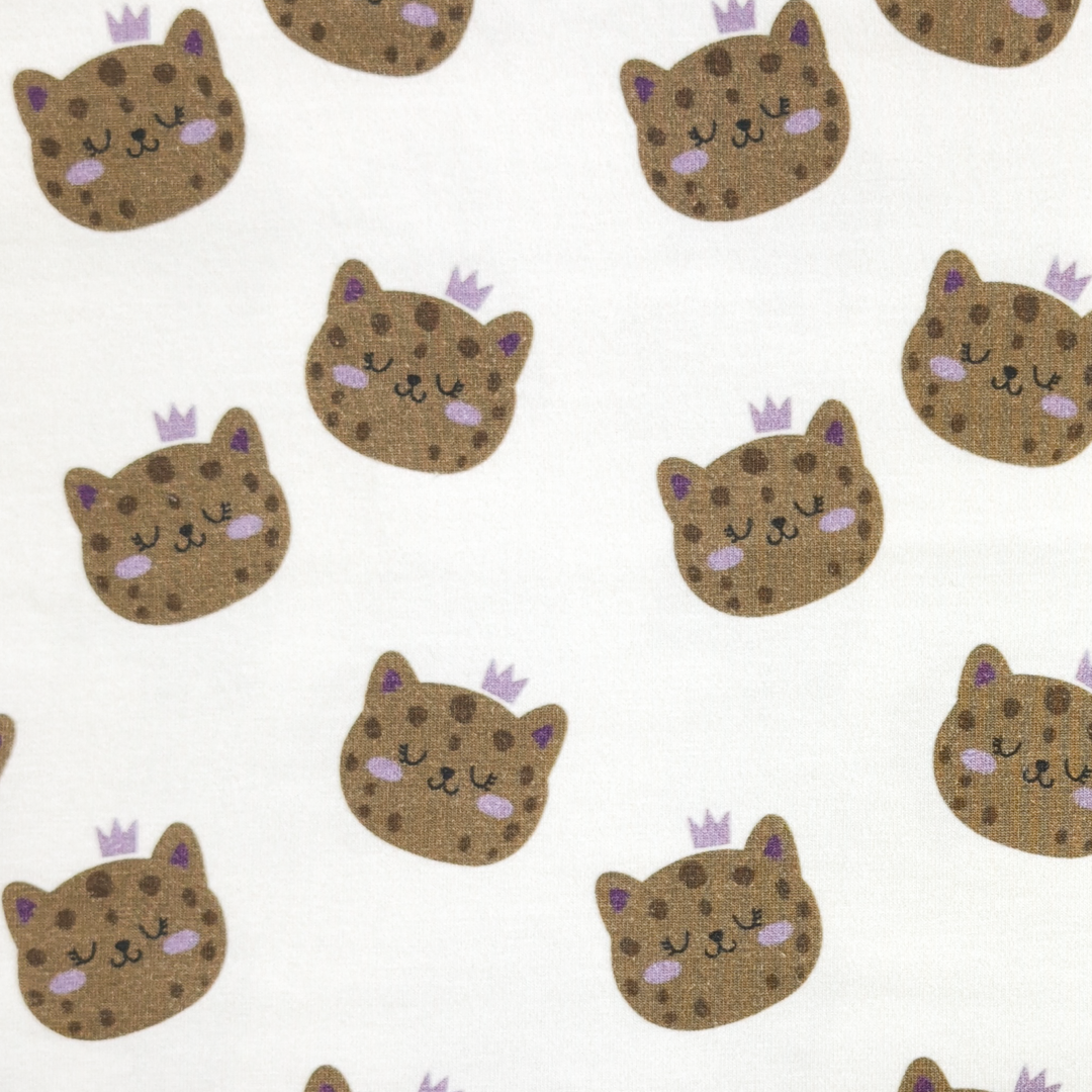 Cat face, Off-white - Jersey fabric