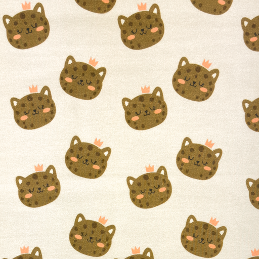 Cat Face, Sand - Jersey Fabric