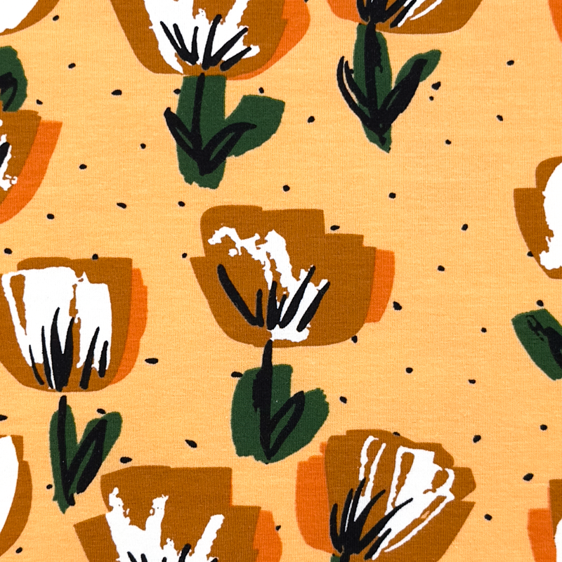 Tulips, Orange - Jersey fabric