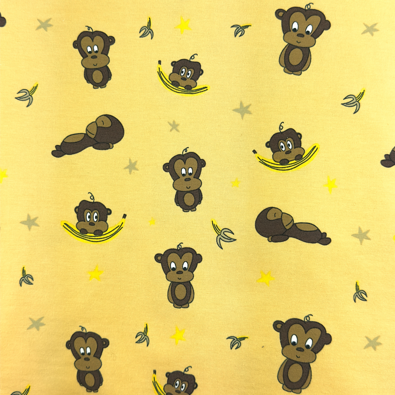 Apor med Bananer, Gul - Trikåtyg