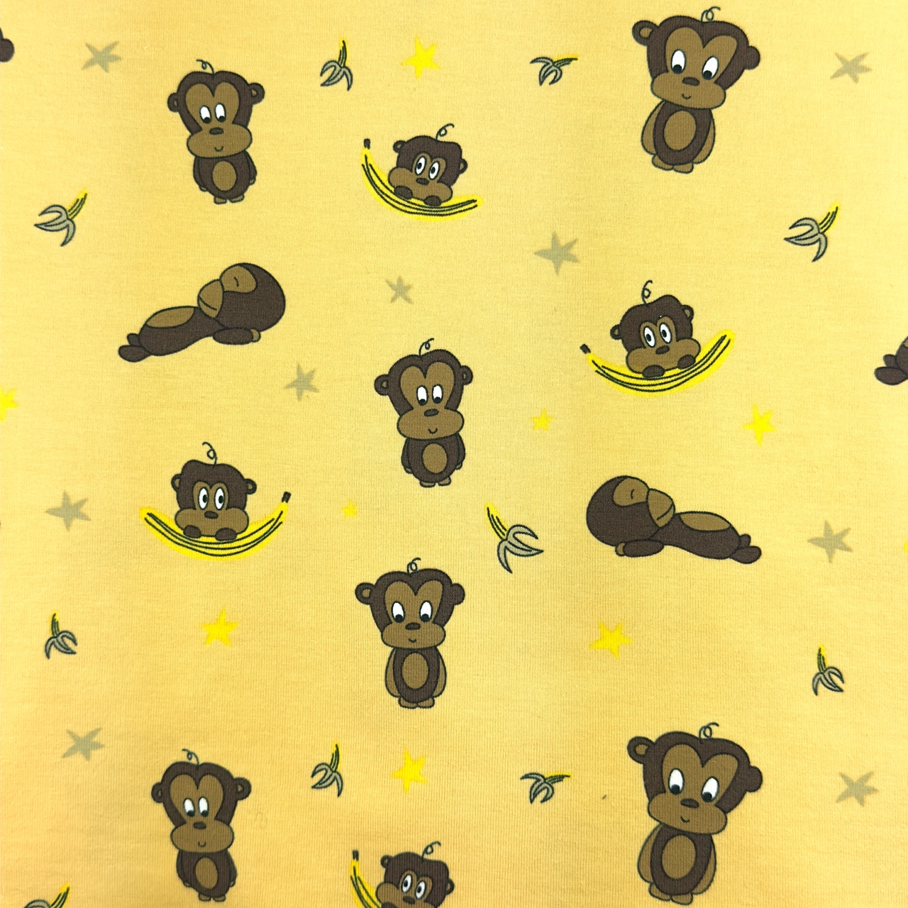 Apor med Bananer, Gul - Trikåtyg